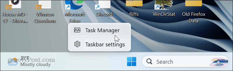 Opening Task Manager on Windows