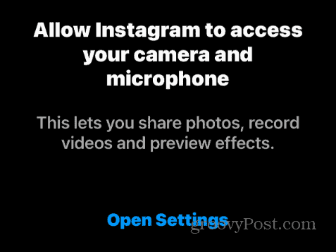 no camera access instagram app