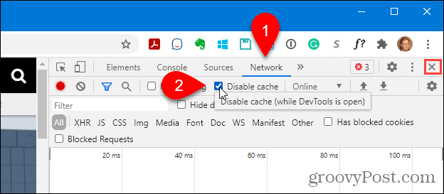 Select Disable cache in Chrome's Developer tools