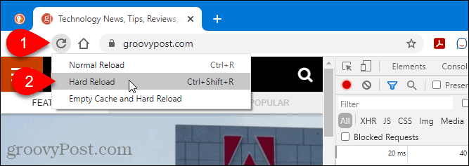 Reload options in Chrome