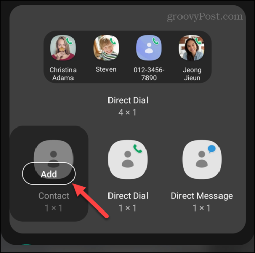 add contact widget samsung galaxy