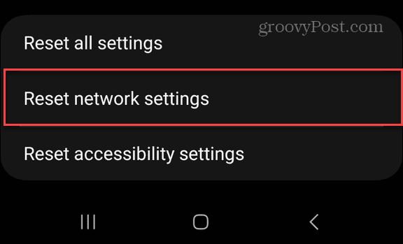 reset network settings android