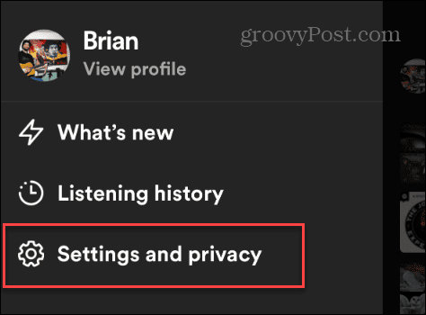 settings and privacy menu