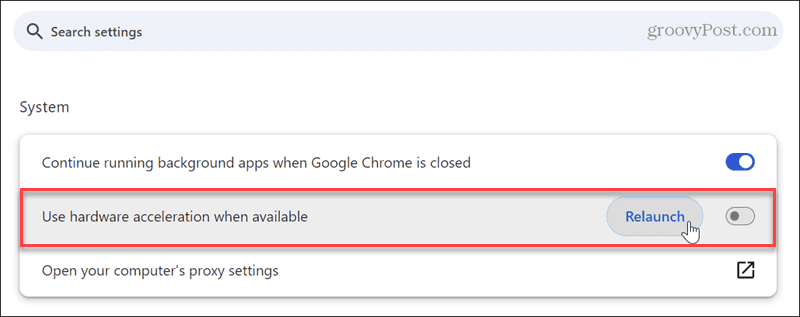 disable hardware acceleration chrome