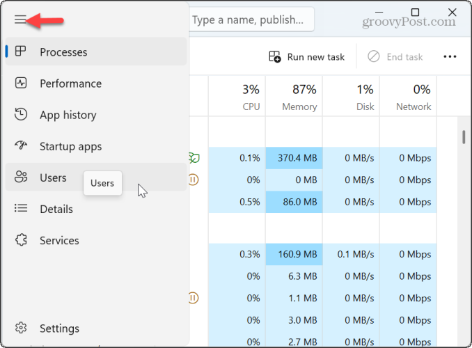 users task manager windows 11