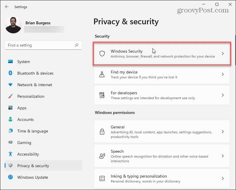 Privacy and Security windows 11