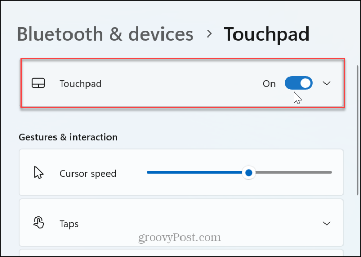 toggle touchpad off