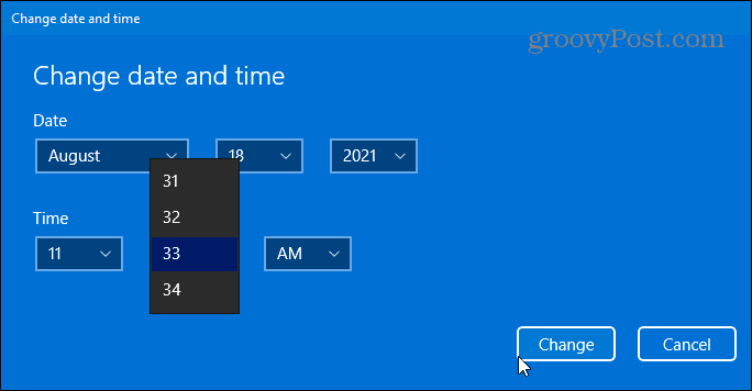 change date and time screen windows 11