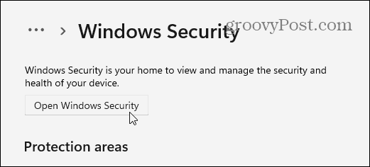 Open Windows Security