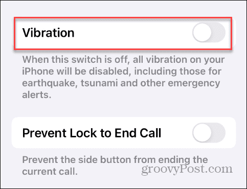 Turn Off Vibration on iPhone