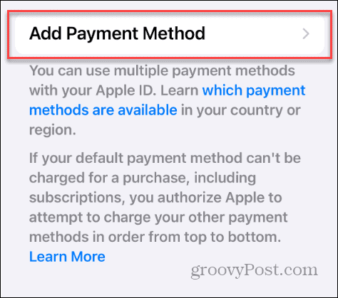 Change Your Apple Account Payment Method