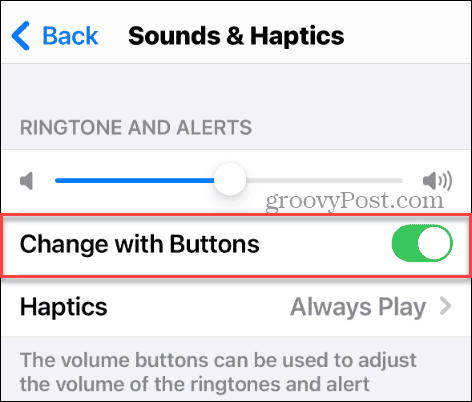 change with buttons settings iphone