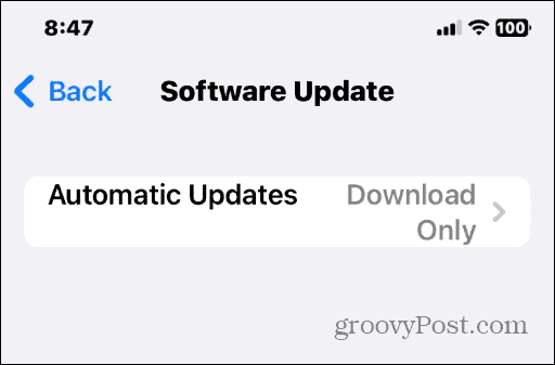 Software Update in iOS Settings App