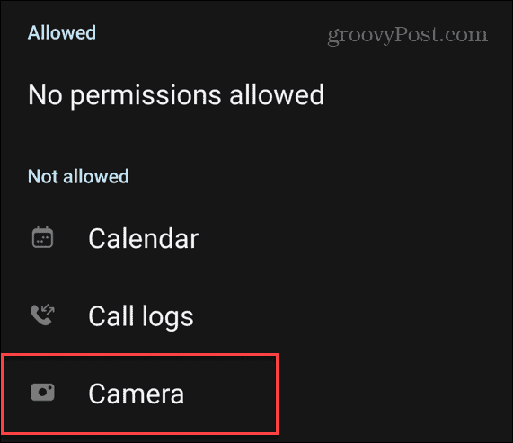 camera permissions android