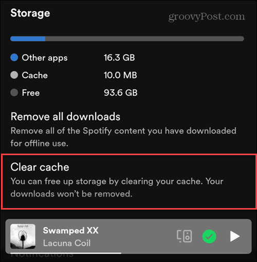 clear cache spotify android