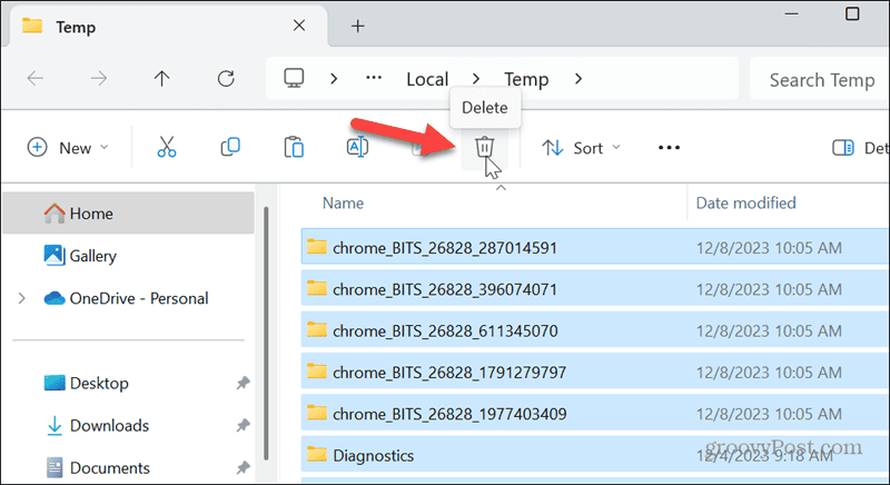 delete temp files on windows