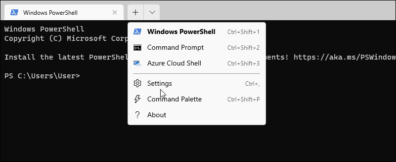 Terminal Settings open powershell as admin on Windows 11