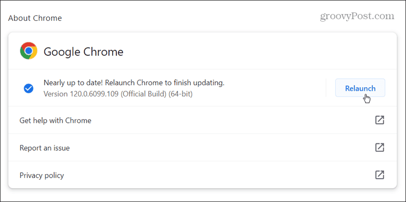 update chrome browser