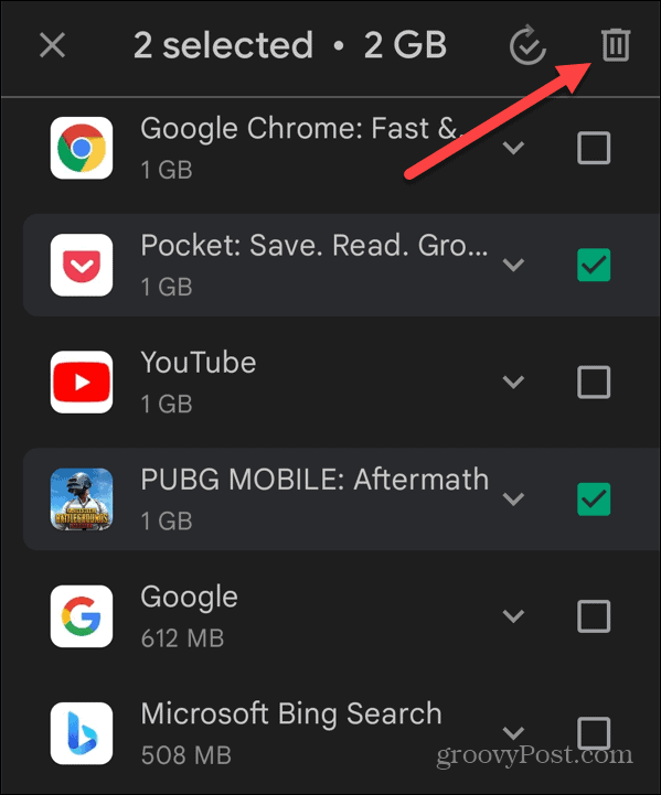 delete on or multiple apps Android