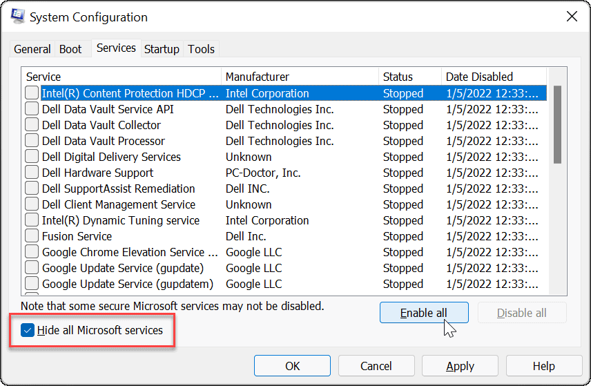 system configuration