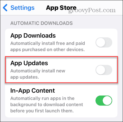 disable automatic OS and app updates