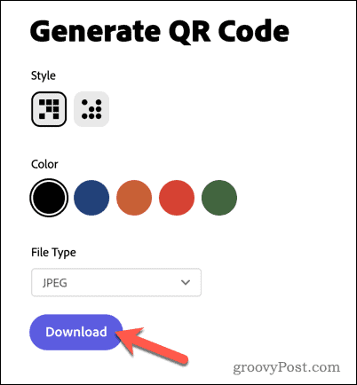 Download a QR code in Adobe Express
