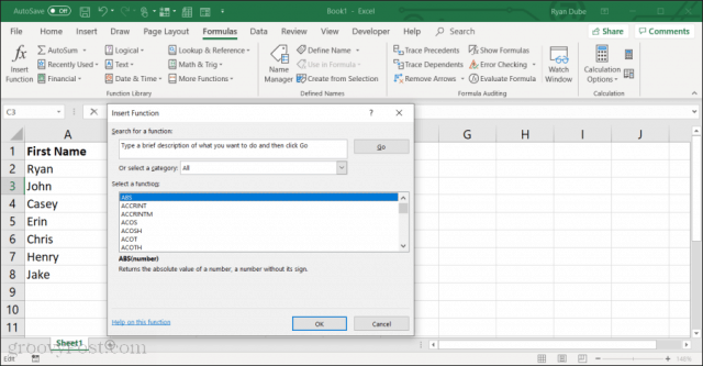 a list of all excel functions in excel