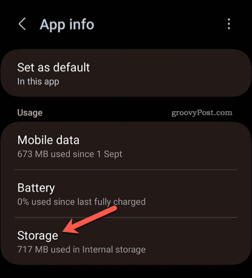 Open Snapchat app storage information on Android