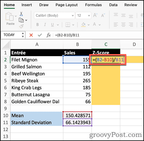 Calculate a Z-Score in Excel