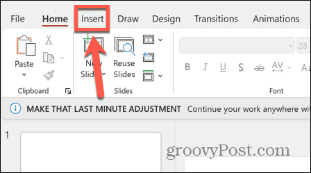 powerpoint insert menu