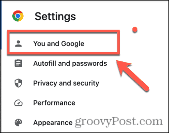 chrome you and google menu