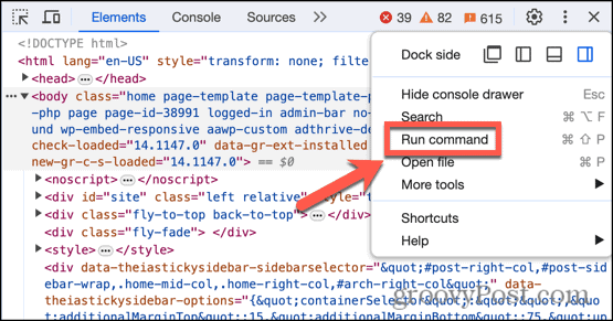 chrome developer tools run command