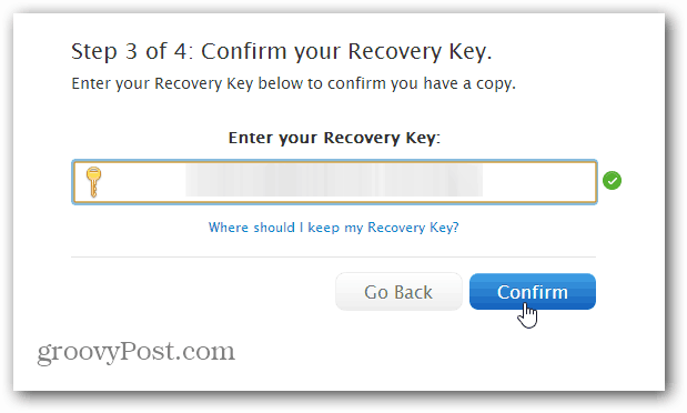Confirm Security Key