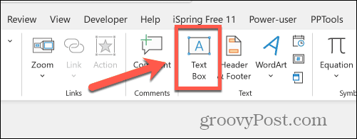 powerpoint text box button