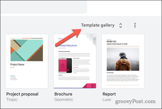 Open the template gallery in Google Docs