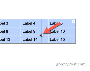 Resizing a table in Google Docs