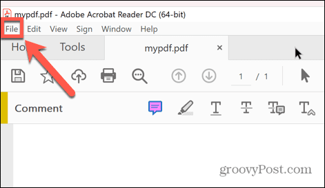 acrobat file menu