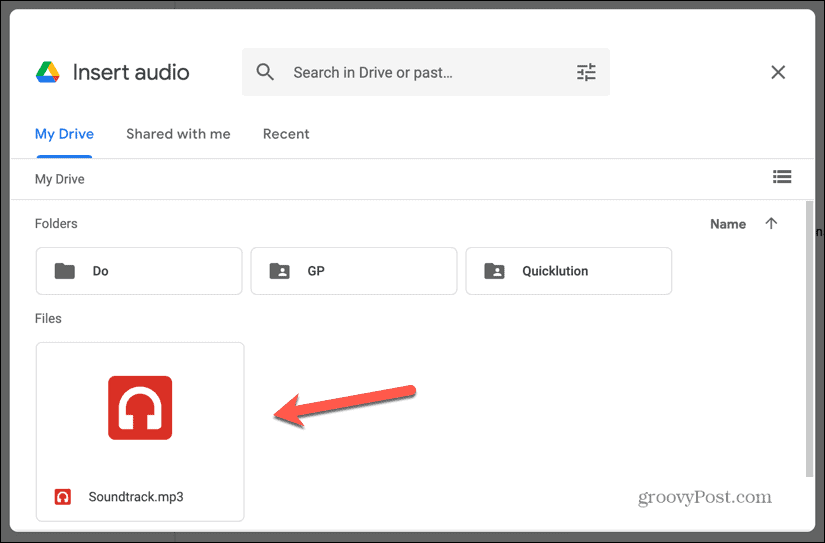 google slides audio in google drive