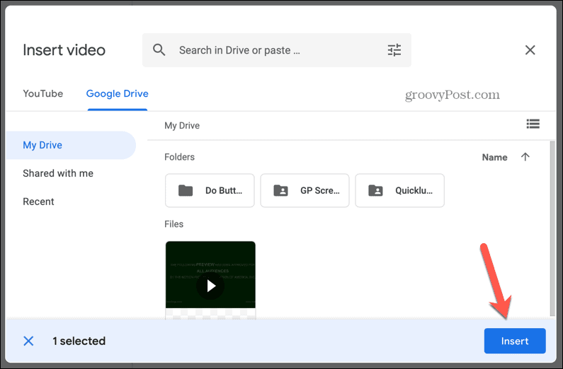 google slides insert video