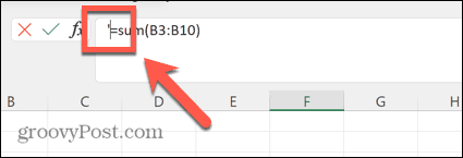 excel formula bar cursor right of apostrophe