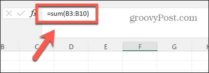 excel formula bar