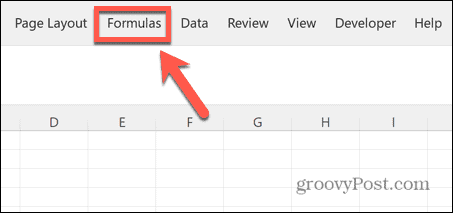 excel formulas menu