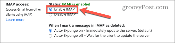 gmail enable imap