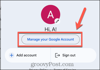 gmail manage google account