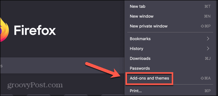 firefox add on menu