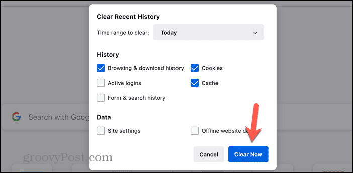 firefox clear now