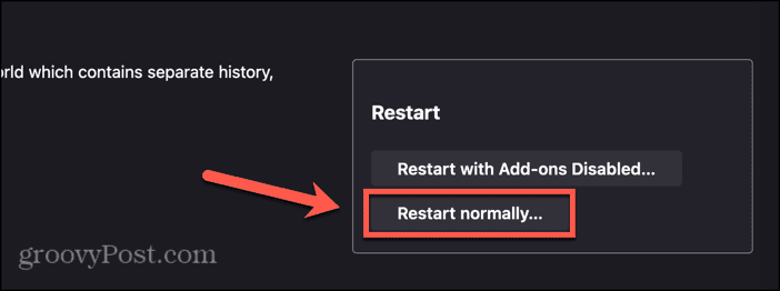 firefox restart normally