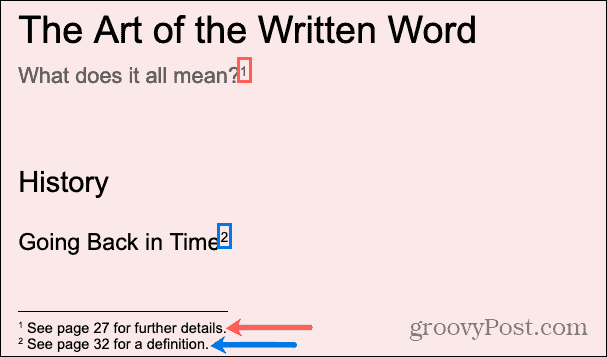 Footnotes in Google Docs