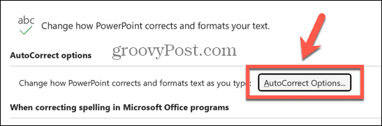 powerpoint autcorrect options