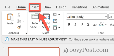 powerpoint insert menu